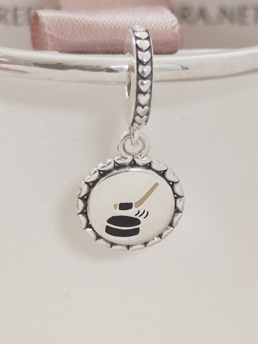 Pandora Hockey Dangle Charm Mixed Enamel S925 Sliver Bracelete Pendant with box